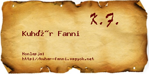 Kuhár Fanni névjegykártya